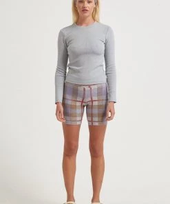 Afends Womens Harvey - Hemp Ribbed Long Sleeve Top - Shadow Grey Marle