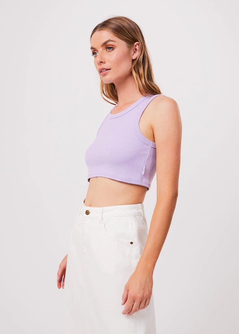 RIBBED STAPLES Afends Womens Chloe - Hemp Ribbed Crop Tank - Orchid 3 RIBBED STAPLES Afends Womens Chloe - Hemp Ribbed Crop Tank - Orchid