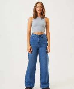 Afends Womens Dalston - Hemp Ribbed Tank - Shadow Grey Marle RIBBED STAPLES