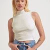 RIBBED STAPLES Afends Womens Iconic - Hemp Ribbed High Neck Tank - Off White