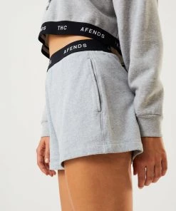 Afends Womens Homebase - Hemp Sweat Shorts - Shadow Grey Marle