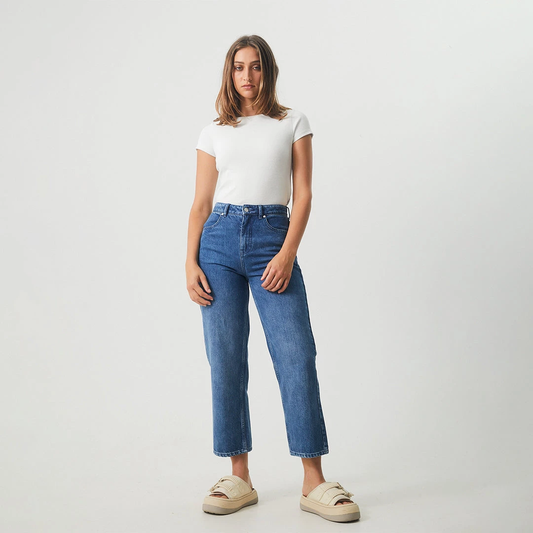 Afends Womens Shelby - Hemp Denim Wide Leg Jeans - Authentic Blue 6 Afends Womens Shelby - Hemp Denim Wide Leg Jeans - Authentic Blue