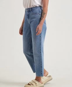 Clothing Afends Womens Shelby - Hemp Denim Wide Leg Jeans - Worn Blue
