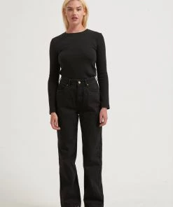 Afends Womens Harvey - Hemp Ribbed Long Sleeve Top - Black RIBBED STAPLES 6 Afends Womens Harvey - Hemp Ribbed Long Sleeve Top - Black RIBBED STAPLES