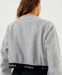 EVERYDAY ESSENTIALS Afends Womens Homebase - Hemp Cropped Crew Neck Jumper - Shadow Grey Marle 5 EVERYDAY ESSENTIALS Afends Womens Homebase - Hemp Cropped Crew Neck Jumper - Shadow Grey Marle