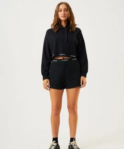 EVERYDAY ESSENTIALS Afends Womens Homebase - Hemp Cropped Hoodie - Black