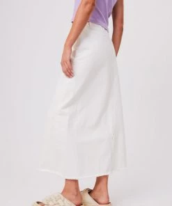 Clothing Afends Womens Chichi - Organic Denim Midi Skirt - Off White