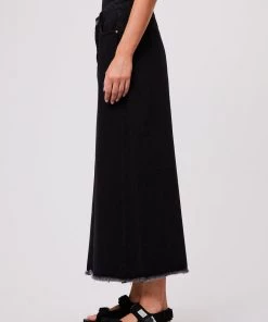 Afends Womens Chichi - Organic Denim Midi Skirt - Washed Black Clothing