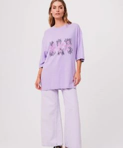 Afends Womens Pink Noise - Hemp Oversized Graphic T-Shirt - Orchid Clothing