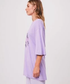 Afends Womens Pink Noise - Hemp Oversized Graphic T-Shirt - Orchid Clothing