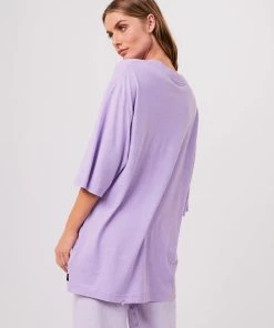 Afends Womens Pink Noise - Hemp Oversized Graphic T-Shirt - Orchid Clothing