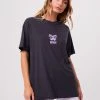 Afends Womens Little Dreamer - Hemp Oversized Graphic T-Shirt - Charcoal