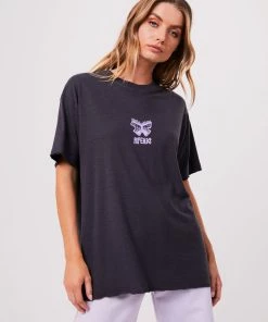 Afends Womens Little Dreamer - Hemp Oversized Graphic T-Shirt - Charcoal