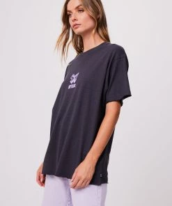 Afends Womens Little Dreamer - Hemp Oversized Graphic T-Shirt - Charcoal 7 Afends Womens Little Dreamer - Hemp Oversized Graphic T-Shirt - Charcoal