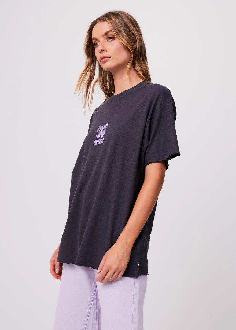 Afends Womens Little Dreamer - Hemp Oversized Graphic T-Shirt - Charcoal 4 Afends Womens Little Dreamer - Hemp Oversized Graphic T-Shirt - Charcoal