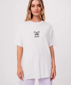 Afends Womens Little Dreamer - Hemp Oversized Graphic T-Shirt - Off White Clothing