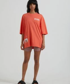Afends Womens Shining - Recycled Oversized T-Shirt - Coral 7 Afends Womens Shining - Recycled Oversized T-Shirt - Coral