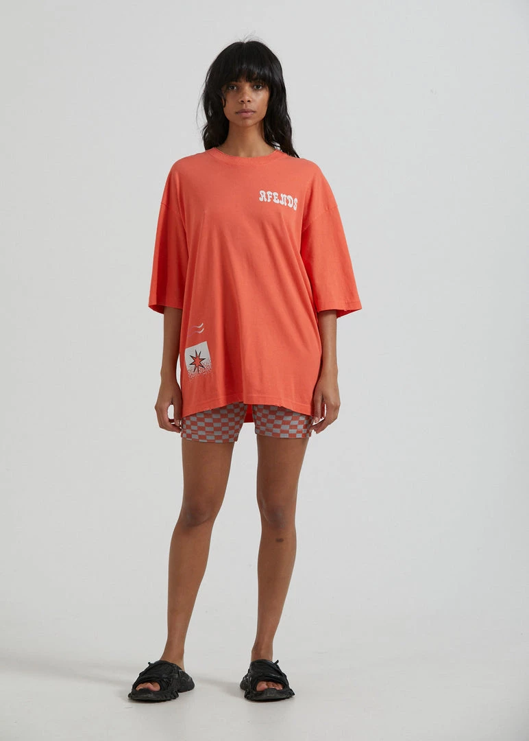 Afends Womens Shining - Recycled Oversized T-Shirt - Coral 3 Afends Womens Shining - Recycled Oversized T-Shirt - Coral
