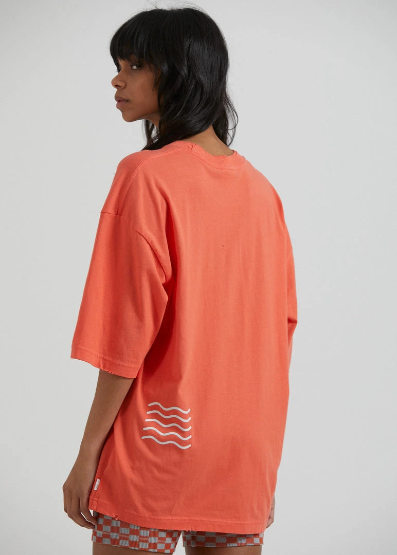 Afends Womens Shining - Recycled Oversized T-Shirt - Coral 5 Afends Womens Shining - Recycled Oversized T-Shirt - Coral