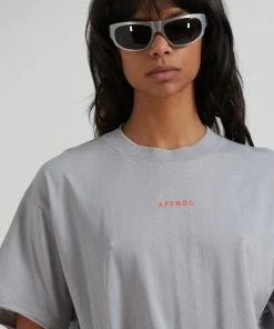 Afends Womens Carvings - Recycled Oversized T-Shirt - Grey