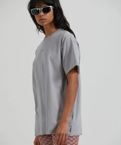 Afends Womens Carvings - Recycled Oversized T-Shirt - Grey