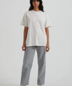 Afends Womens Carvings - Recycled Oversized T-Shirt - Off White Clothing