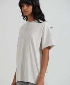 Afends Womens Carvings - Recycled Oversized T-Shirt - Off White Clothing
