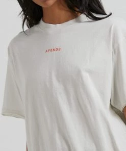 Afends Womens Carvings - Recycled Oversized T-Shirt - Off White Clothing