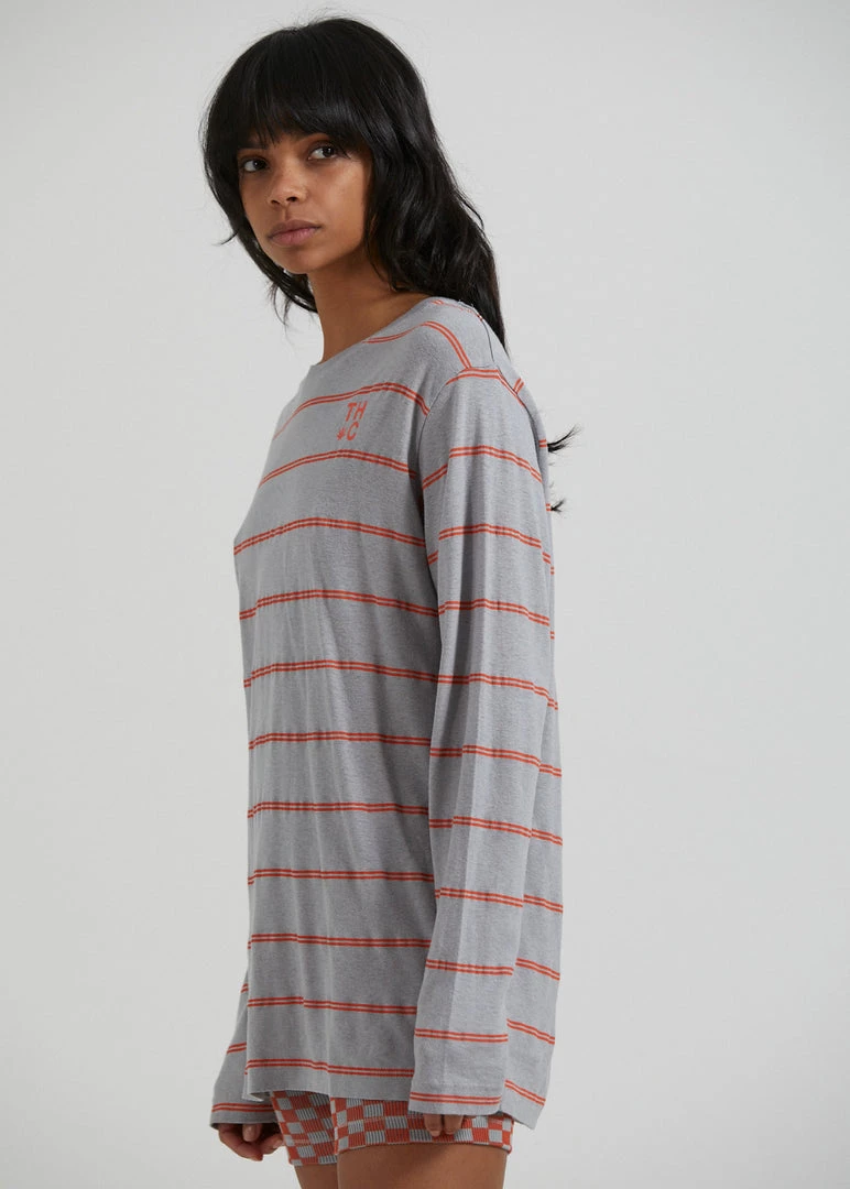 Clothing Afends Womens Interlude - Recycled Striped Long Sleeve T-Shirt - Grey 4 Clothing Afends Womens Interlude - Recycled Striped Long Sleeve T-Shirt - Grey