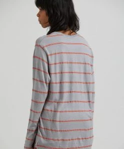 Clothing Afends Womens Interlude - Recycled Striped Long Sleeve T-Shirt - Grey 9 Clothing Afends Womens Interlude - Recycled Striped Long Sleeve T-Shirt - Grey