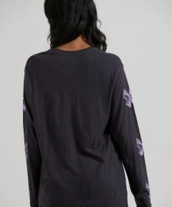 Clothing Afends Womens Pink Noise - Hemp Long Sleeve Graphic T-Shirt - Charcoal 8 Clothing Afends Womens Pink Noise - Hemp Long Sleeve Graphic T-Shirt - Charcoal