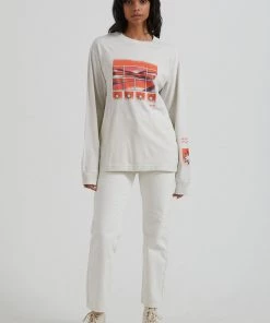 Afends Womens Anywhere - Recycled Long Sleeve Graphic T-Shirt - Off White Clothing