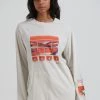 Afends Womens Anywhere - Recycled Long Sleeve Graphic T-Shirt - Off White Clothing