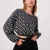 Afends Womens Pascale - Hemp Cropped Long Sleeve Top - Black Clothing