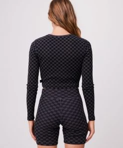 Afends Womens Operator - Recycled Cropped Long Sleeve Top - Black