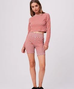 Clothing Afends Womens Operator - Recycled Cropped Long Sleeve Top - Coral