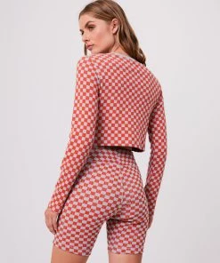 Clothing Afends Womens Operator - Recycled Cropped Long Sleeve Top - Coral