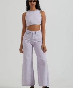 Clothing Afends Womens Zelly - Hemp Denim Cropped Top - Vintage Orchid 7 Clothing Afends Womens Zelly - Hemp Denim Cropped Top - Vintage Orchid