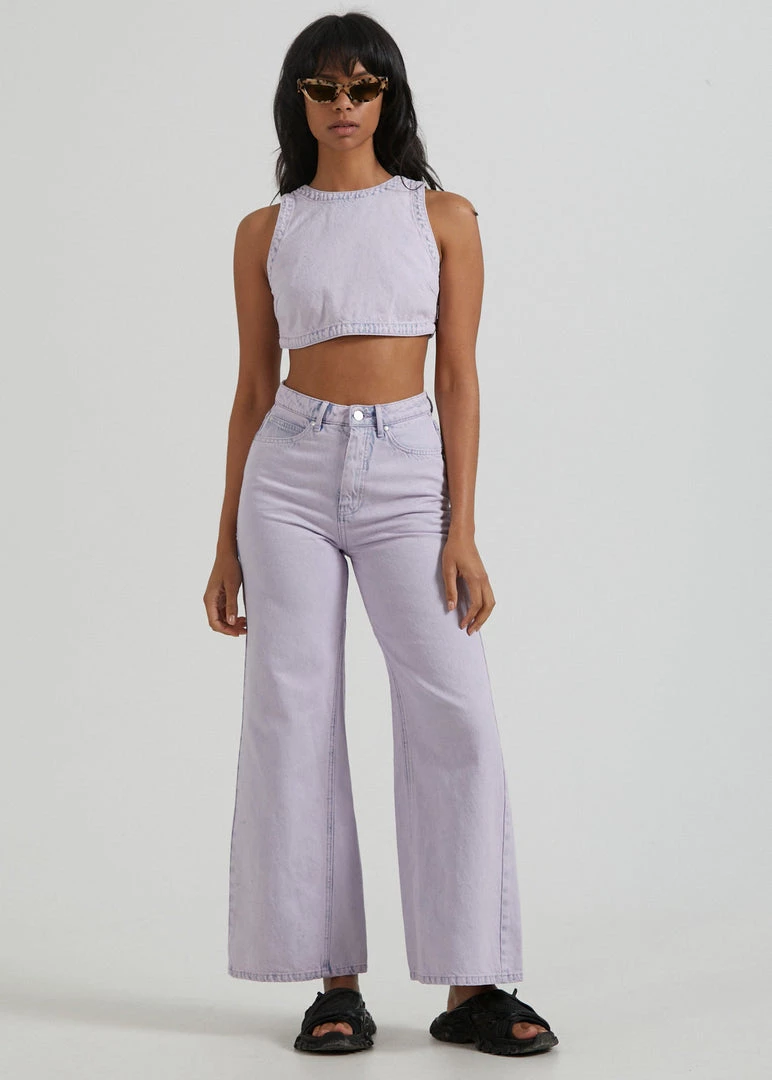 Clothing Afends Womens Zelly - Hemp Denim Cropped Top - Vintage Orchid 3 Clothing Afends Womens Zelly - Hemp Denim Cropped Top - Vintage Orchid