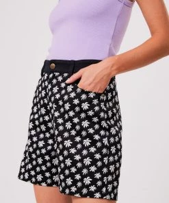 Clothing Afends Womens Pascale Shelby - Hemp High Waisted Shorts - Black 7 Clothing Afends Womens Pascale Shelby - Hemp High Waisted Shorts - Black