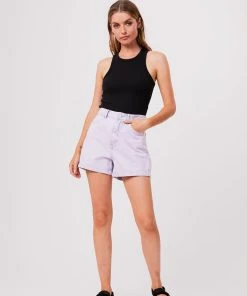 Clothing Afends Womens Seventy Threes - Hemp Denim High Waisted Shorts - Vintage Orchid 7 Clothing Afends Womens Seventy Threes - Hemp Denim High Waisted Shorts - Vintage Orchid