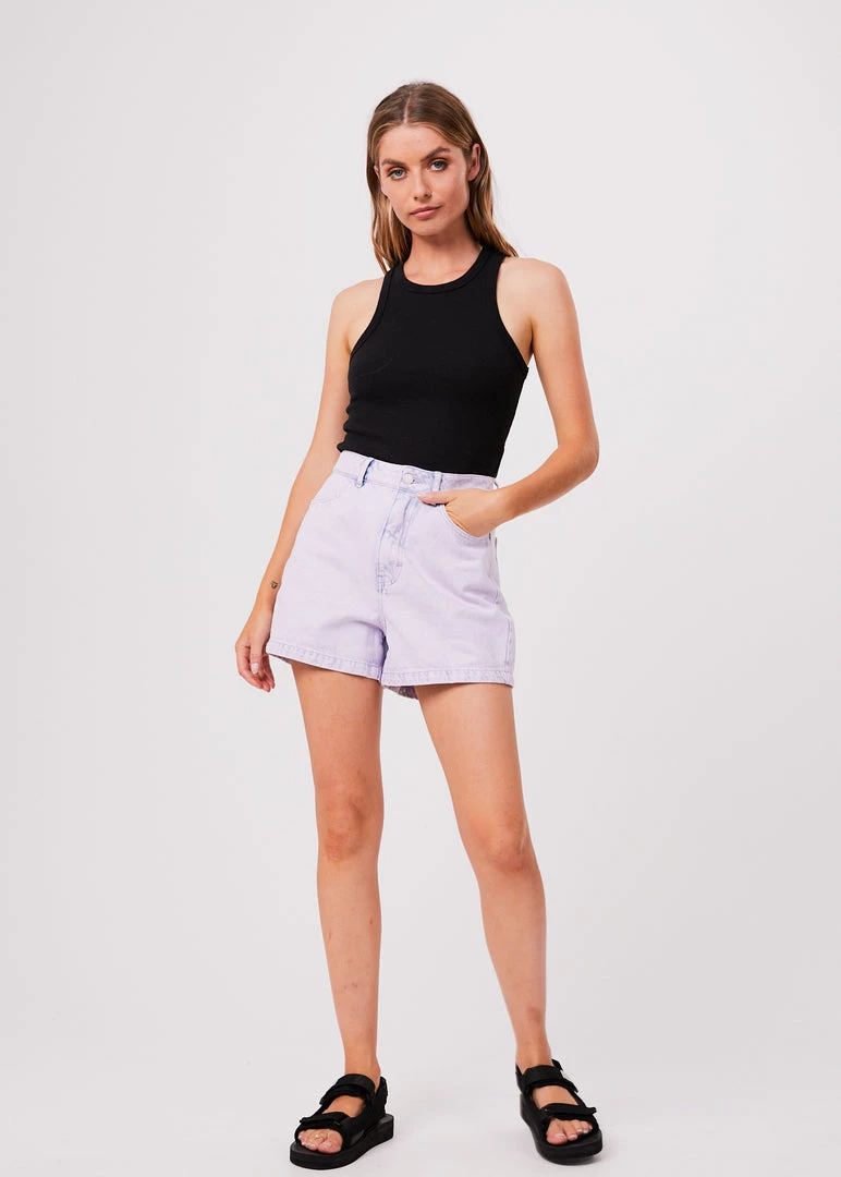 Clothing Afends Womens Seventy Threes - Hemp Denim High Waisted Shorts - Vintage Orchid 3 Clothing Afends Womens Seventy Threes - Hemp Denim High Waisted Shorts - Vintage Orchid