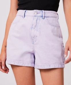 Clothing Afends Womens Seventy Threes - Hemp Denim High Waisted Shorts - Vintage Orchid