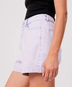 Clothing Afends Womens Seventy Threes - Hemp Denim High Waisted Shorts - Vintage Orchid 8 Clothing Afends Womens Seventy Threes - Hemp Denim High Waisted Shorts - Vintage Orchid