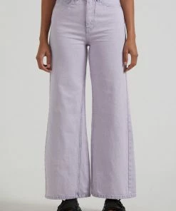 Clothing Afends Womens Gigi - Hemp Denim Flared Leg Jeans - Vintage Orchid