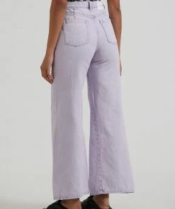 Clothing Afends Womens Gigi - Hemp Denim Flared Leg Jeans - Vintage Orchid