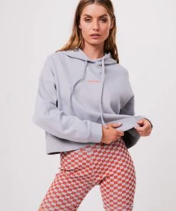Clothing Afends Womens Carvings - Recycled Cropped Hoodie - Grey