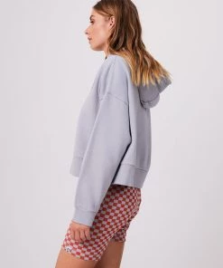 Clothing Afends Womens Carvings - Recycled Cropped Hoodie - Grey