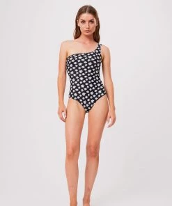 Afends Womens Pascale - Recycled One Shoulder Swimsuit - Black