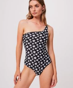Afends Womens Pascale - Recycled One Shoulder Swimsuit - Black